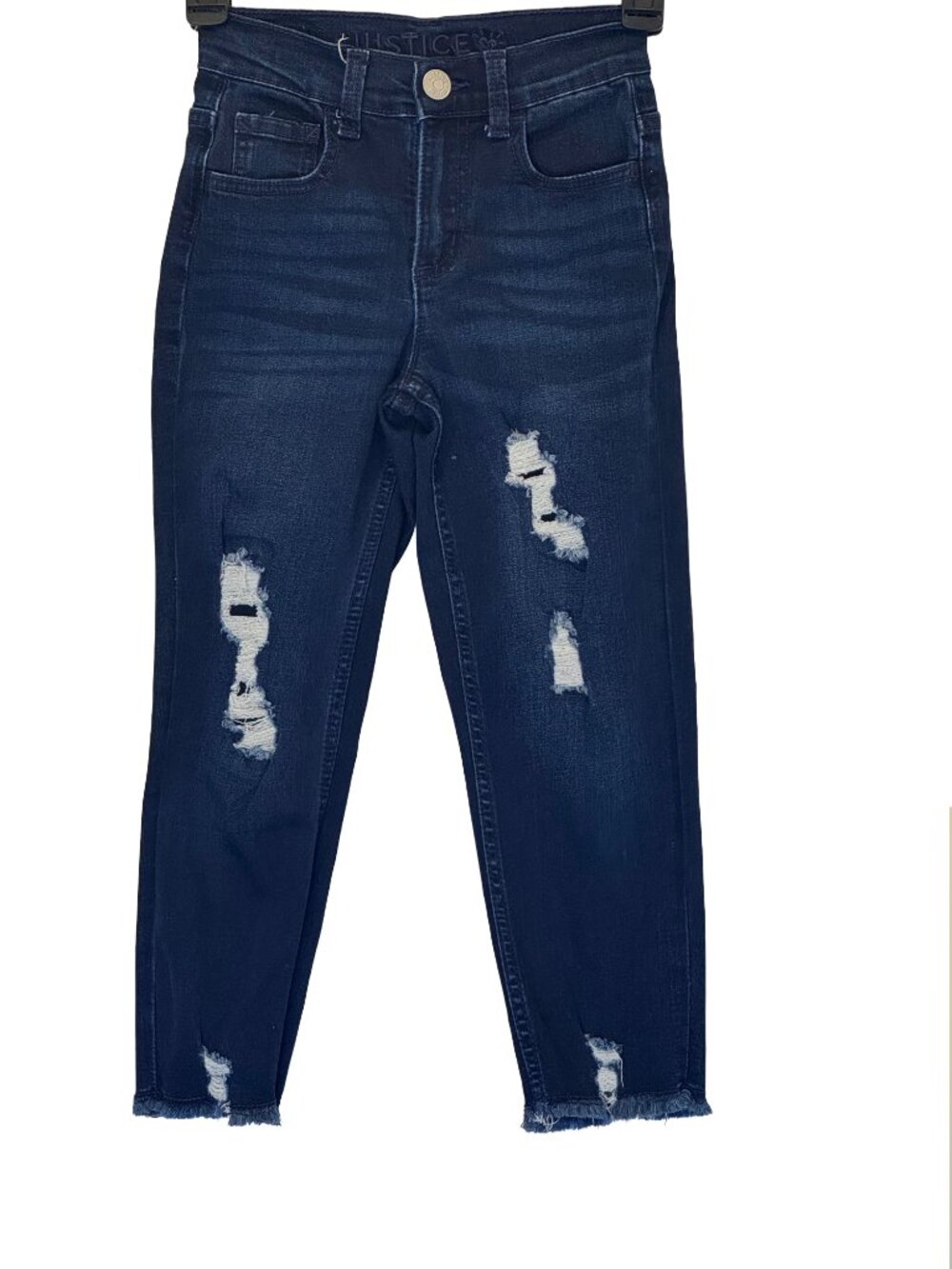 Girls Dark Blue Distress Stretch Jeans Size 7